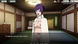 Animated busty teen Anko Mitarashi learns sensual skills from her master in Naruto Hentai game