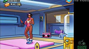 Fantasía de dibujos animados: Luchadores negros en una sesión de entrenamiento erótico en una academia